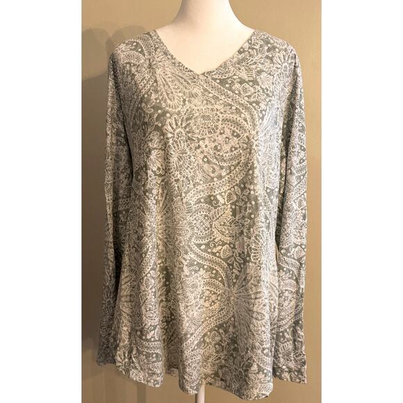 PERUVIAN CONNECTION 100% Pima Cotton Mandala Floral Print‎ Tee Size XL - Picture 1 of 6